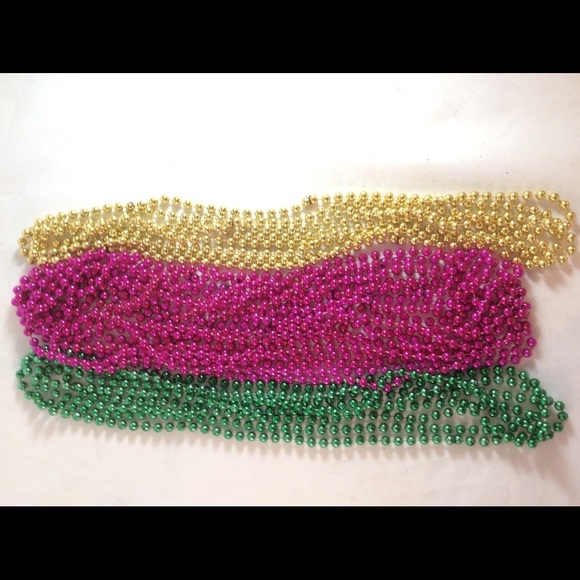 Mardi Gras Beads Bundle New Colors Magenta Green Gold 18 Strands - Picture 5 of 7